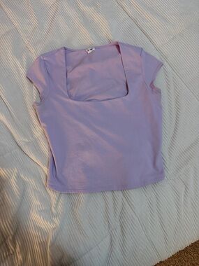 Garage Lavender Square Neck Cap Sleeve Tee - Women